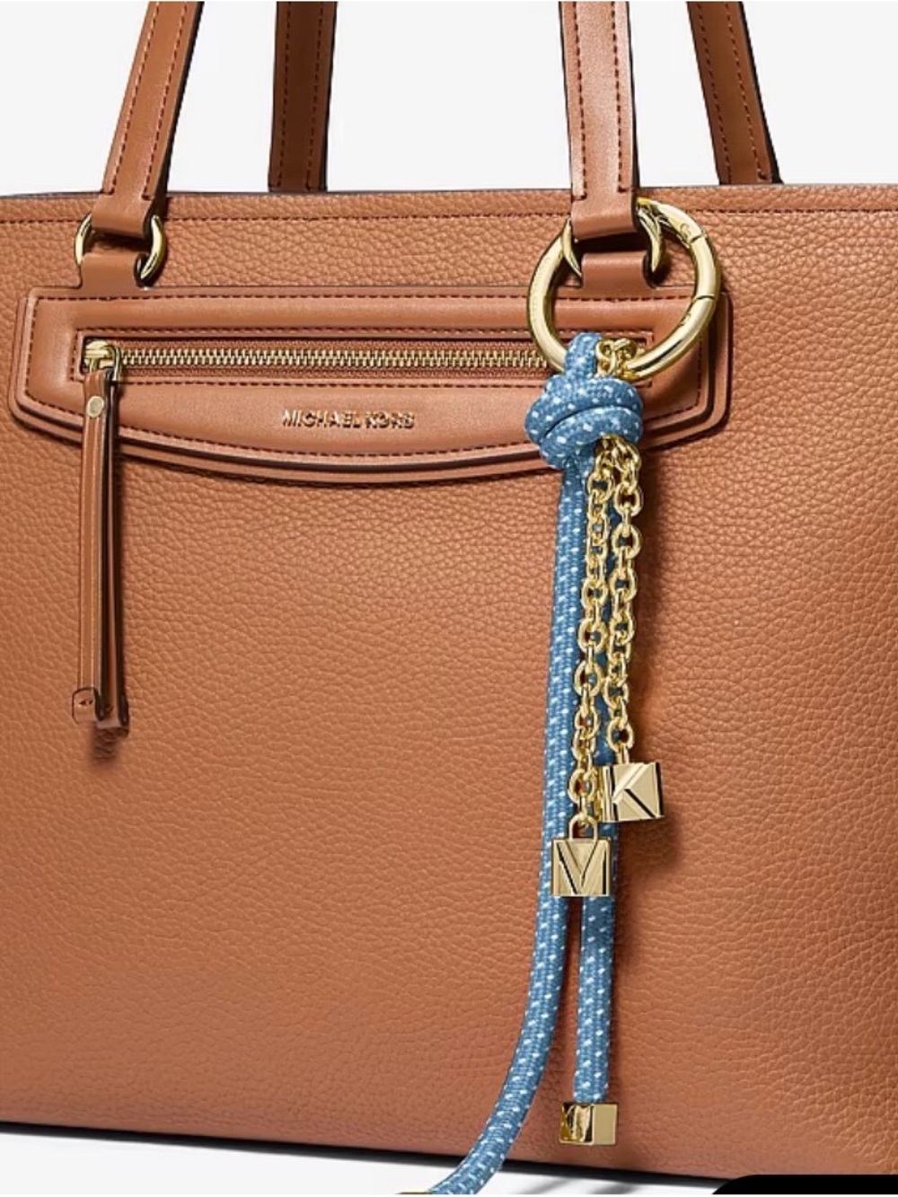 Michael Kors Gold & Blue heavy hardware bag charm NIB $78 perfect gift wow!